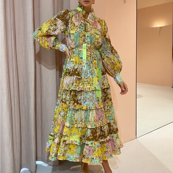 Matilde Pleat Shirtdress in Multi Alemais - Picture 3 of 9